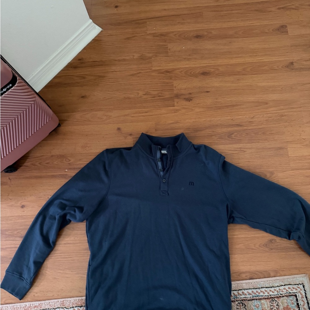 Travis Mathew Men's Dark Blue Zip Up Sweater